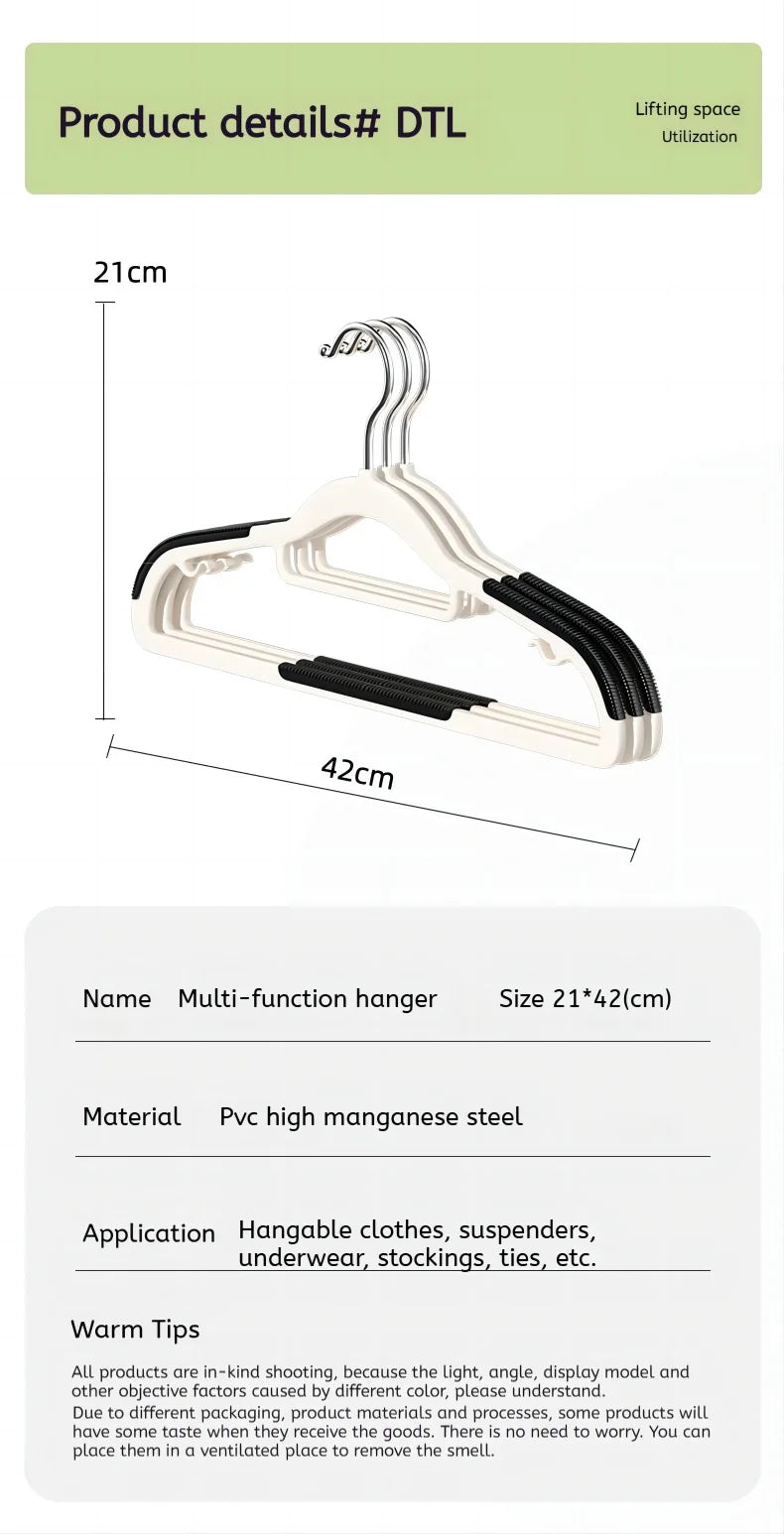 10Pcs Black/Orange/Grey Multifunctional Wet and Dry Household Hanger Suitable for Hanging Clothes Bedroom Wardrobe Anti-Slip - Shoppiline