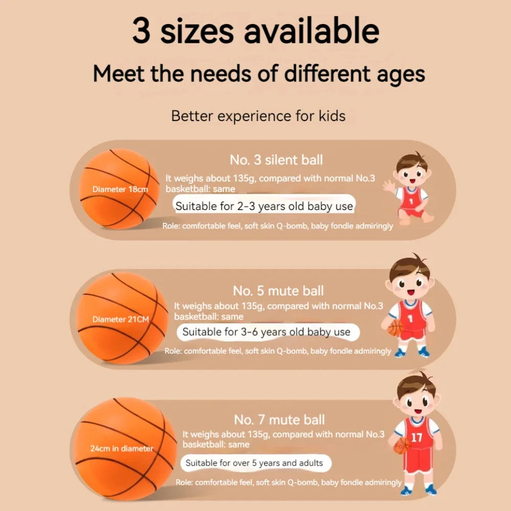 Foam Basketball Kids Silent Basketball Bouncing Mute Silent Ball Bounce Squeezable Mute Bouncing Basketball - Shoppiline