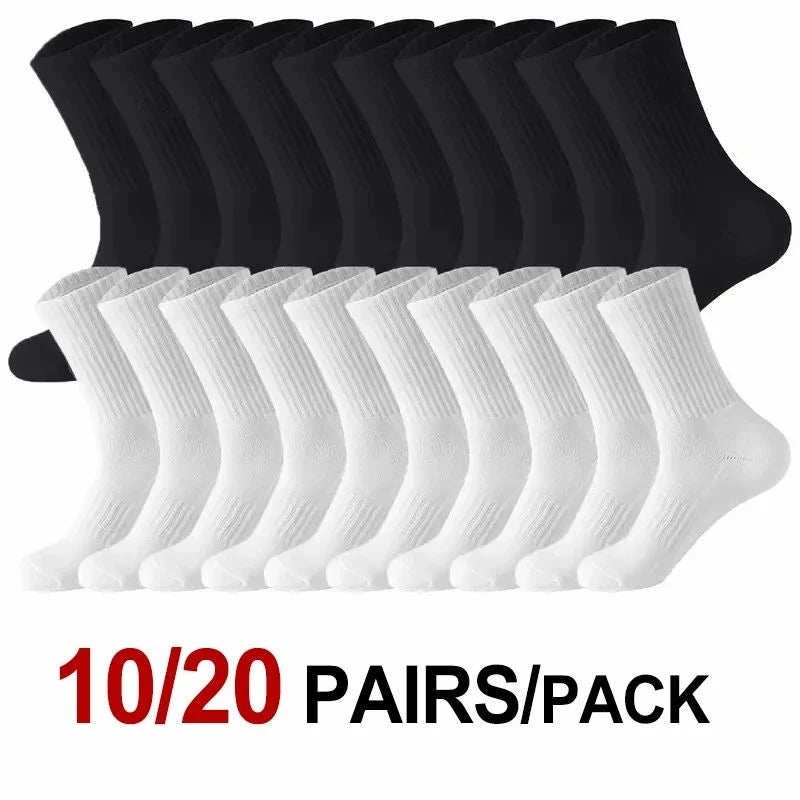 5/10Pairs Neutral Round Neck Socks Spring Summer Sweat Absorbing Breathable Comfortable All-Season Sports Men's High Classic