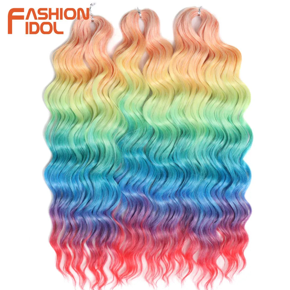 Anna Hair Extensions synthétiques de tresses Loose Deep Wave 24 pouces, cheveux tressés ondulés, cheveux bouclés torsadés au crochet Ombré Blond