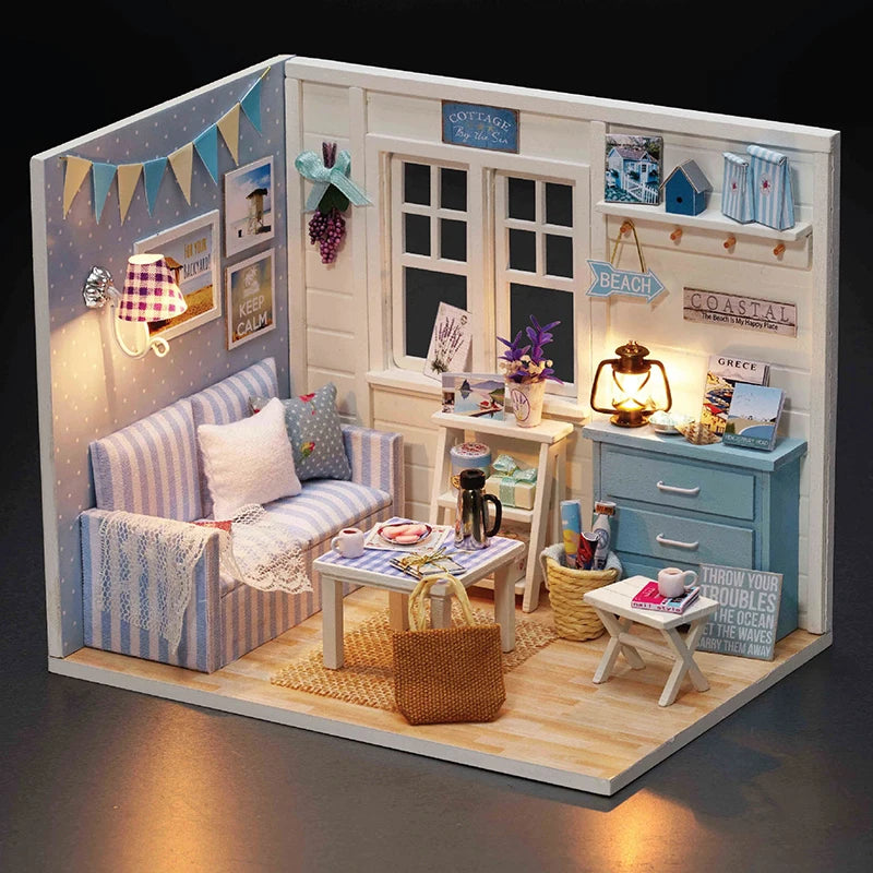Kitten Mini Doll House 3D Puzzle Assembly Model Building Kit Creative Room Bedroom Decoration With Furniture Wooden Crafts Gifts - Shoppiline