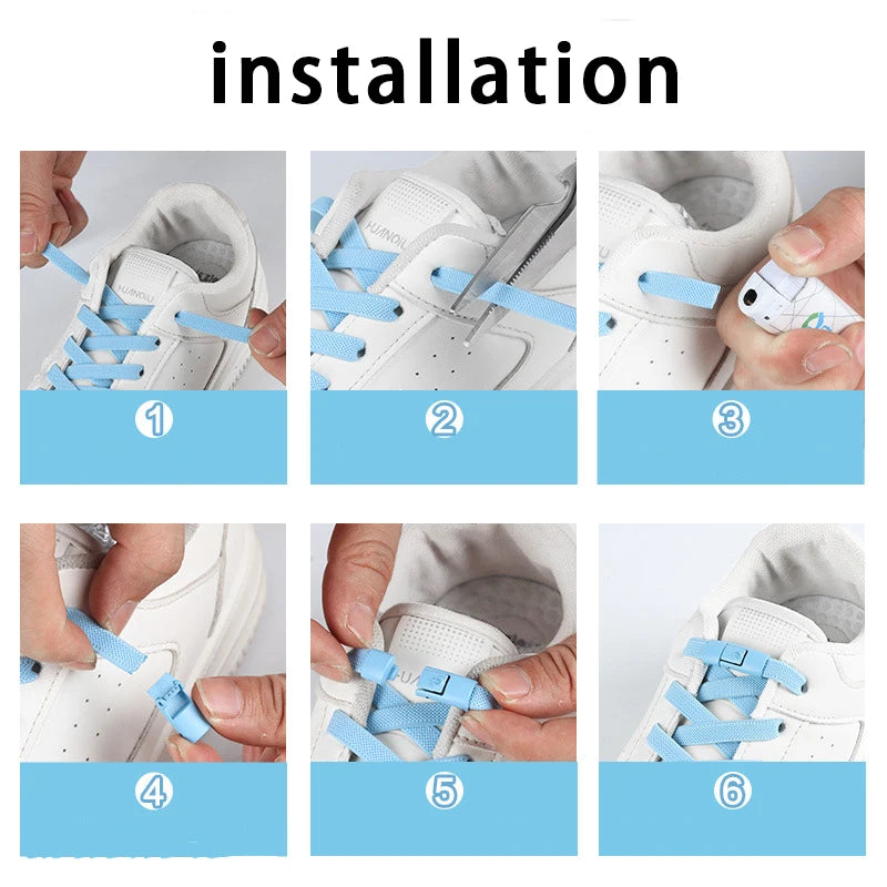Press Lock Shoelaces without ties Elastic Laces Sneakers Tennis No Tie Shoe laces Shoes Accessories 1Pair/2Pair