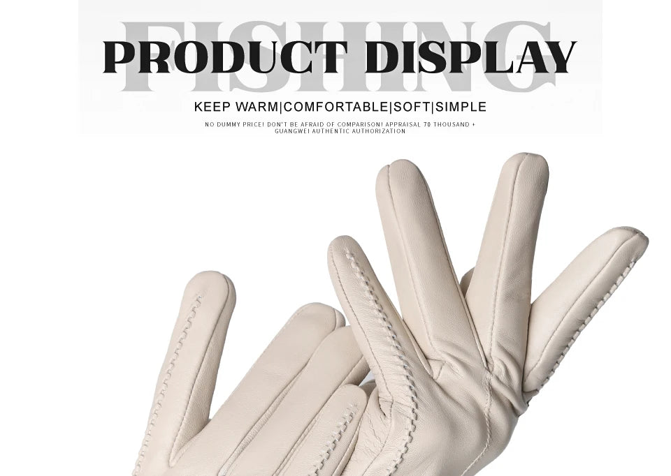 Women's sheepskin gloves winter warm plus velvet short thin touch screen driving color women's leather gloves good quality -2226