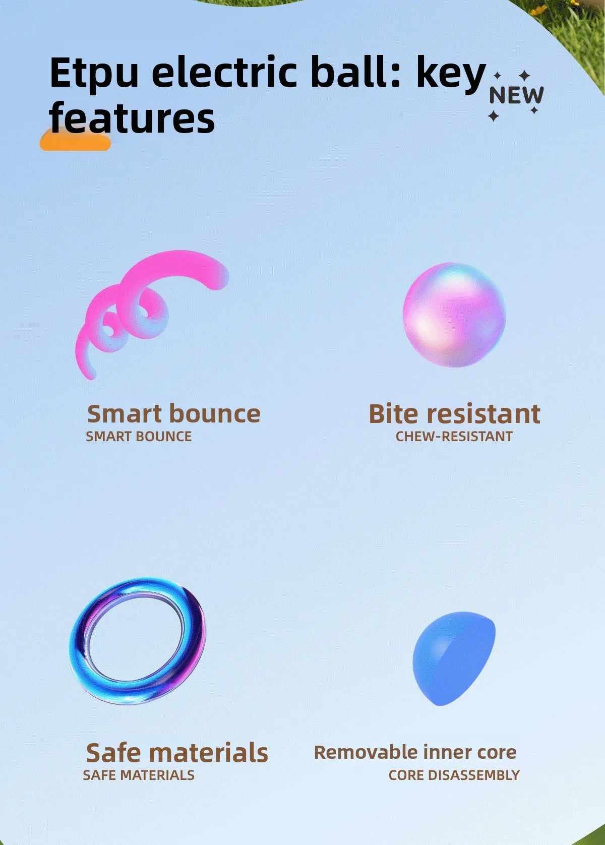 ETPU Dog Bite-Resistant Ball Round Electric Non-Toxic Molar Ball Training Pet Dog Toy Ball Food Grade Certification