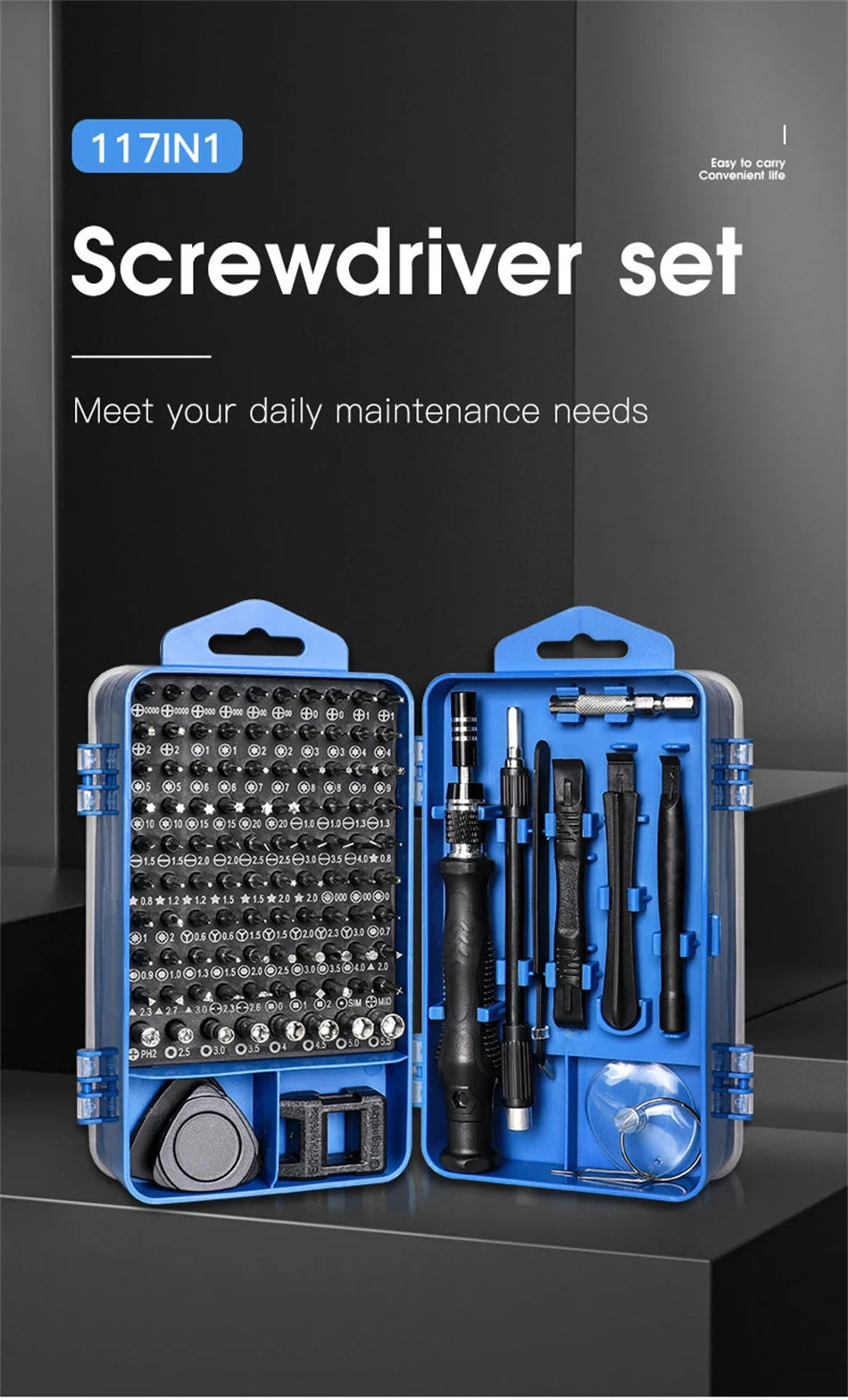 115/117 in 1 Precision Screwdriver Set Magnetic Torx Hex Screw Driver Bits Professional Repair Tool Kit for iPhone Xiaomi Mac PC - Shoppiline