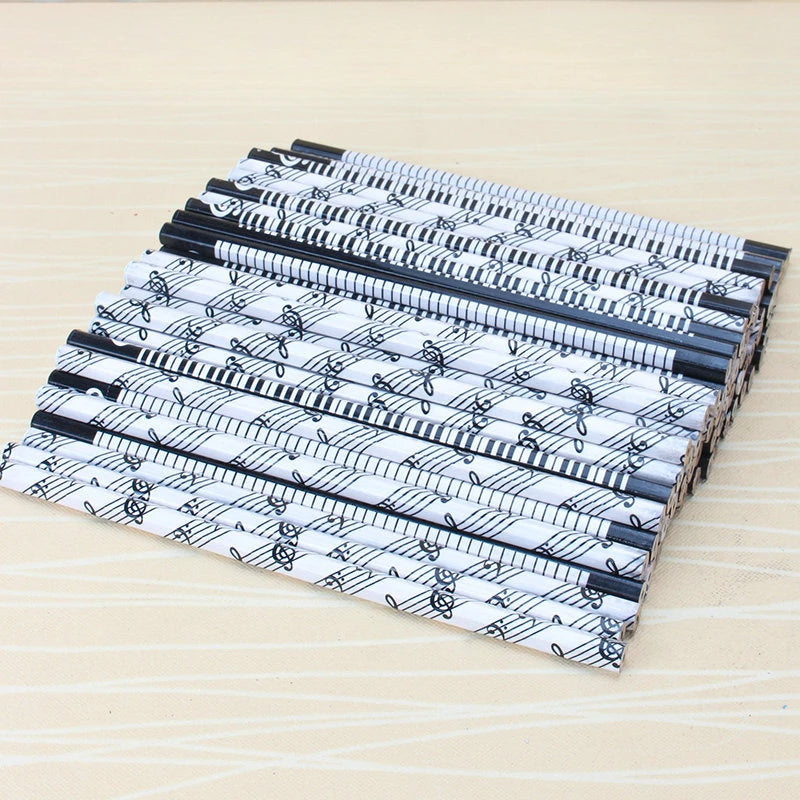 10Pcs Piano Music Note Pencil + 4pcs Pencil Eraser Stationery HB Wooden Painting Sketch Pen Exquisite Gift