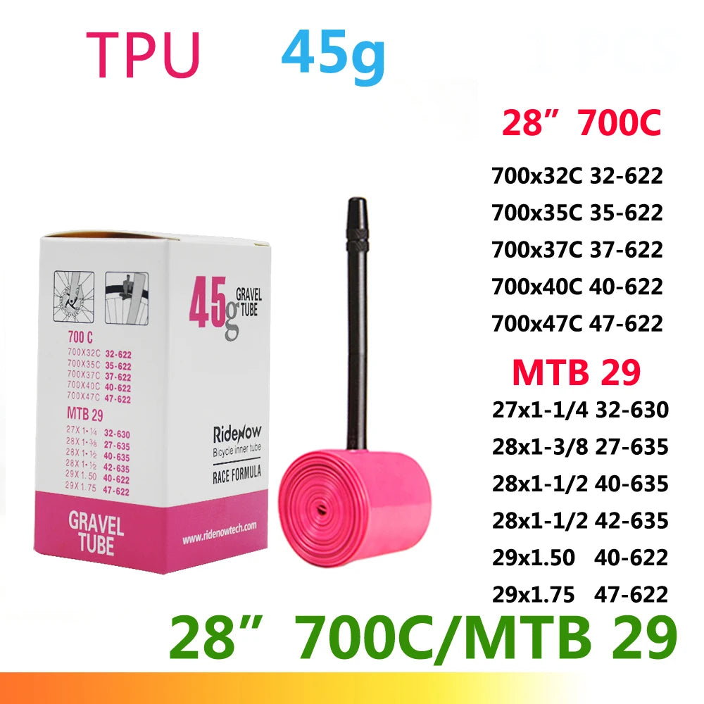 RideNow TPU Bike Inner Tube 700C 700x18 23 25 28 32 35 37 40 47C Road Bicycle Tire MTB Bike Camera 29x1.5 1.75 1.9 pneu aro