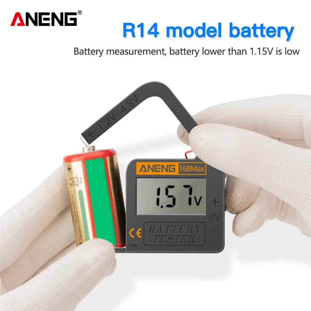 Universal Lithium Battery Tester ANENG 168Max Capacity Test Checkered Load Analyzer Check AAA AA Button Cell Home Essential Tool