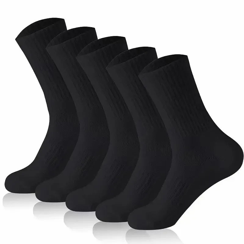 5/10/20 Pairs Neutral Solid Color Round Neck Socks Spring Summer Sweat Absorbing Breathable Comfortable All-season Sports Socks