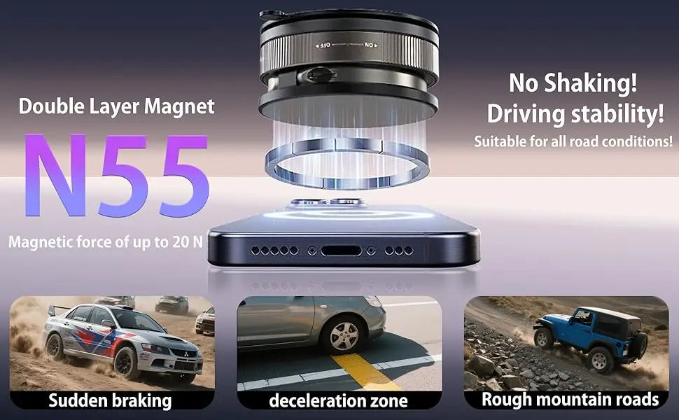 Upgraded 360° Vacuum Magnetic Car Phone Holder, Strong Suction Cup Phone Mount Foldable Portable Cell Phone Holders