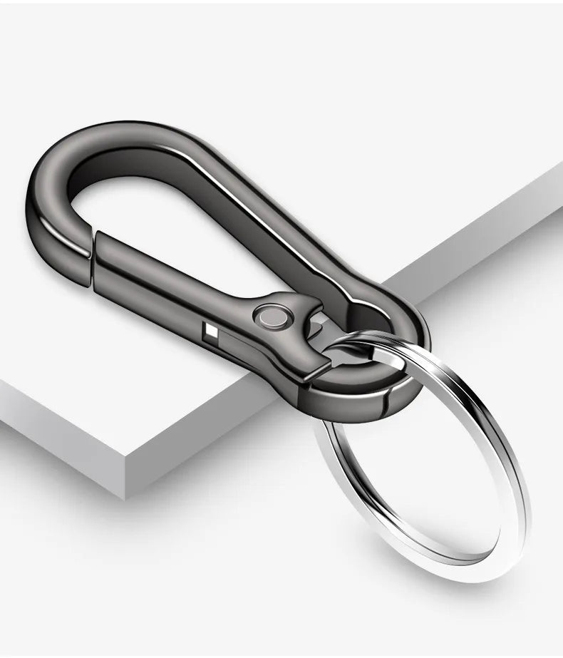 Zinc Alloy Car Key Chain Anti-Lost Keychain With KeyRing Simple Gourd Buckle Carabiner Keychain Auto Waist Belt Clip Holder