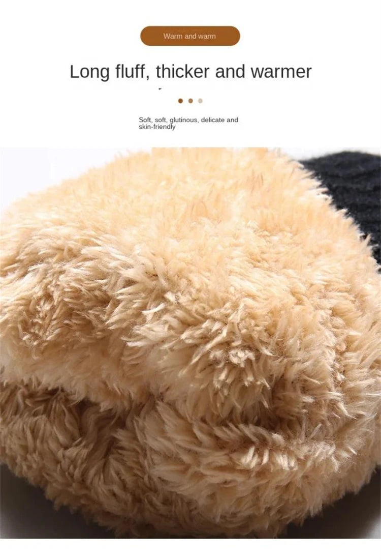 Velvet Touch Screen Gloves Fashionable Black Woven Winter Gloves Men's and Women's Warm and Hot Typing Gloves