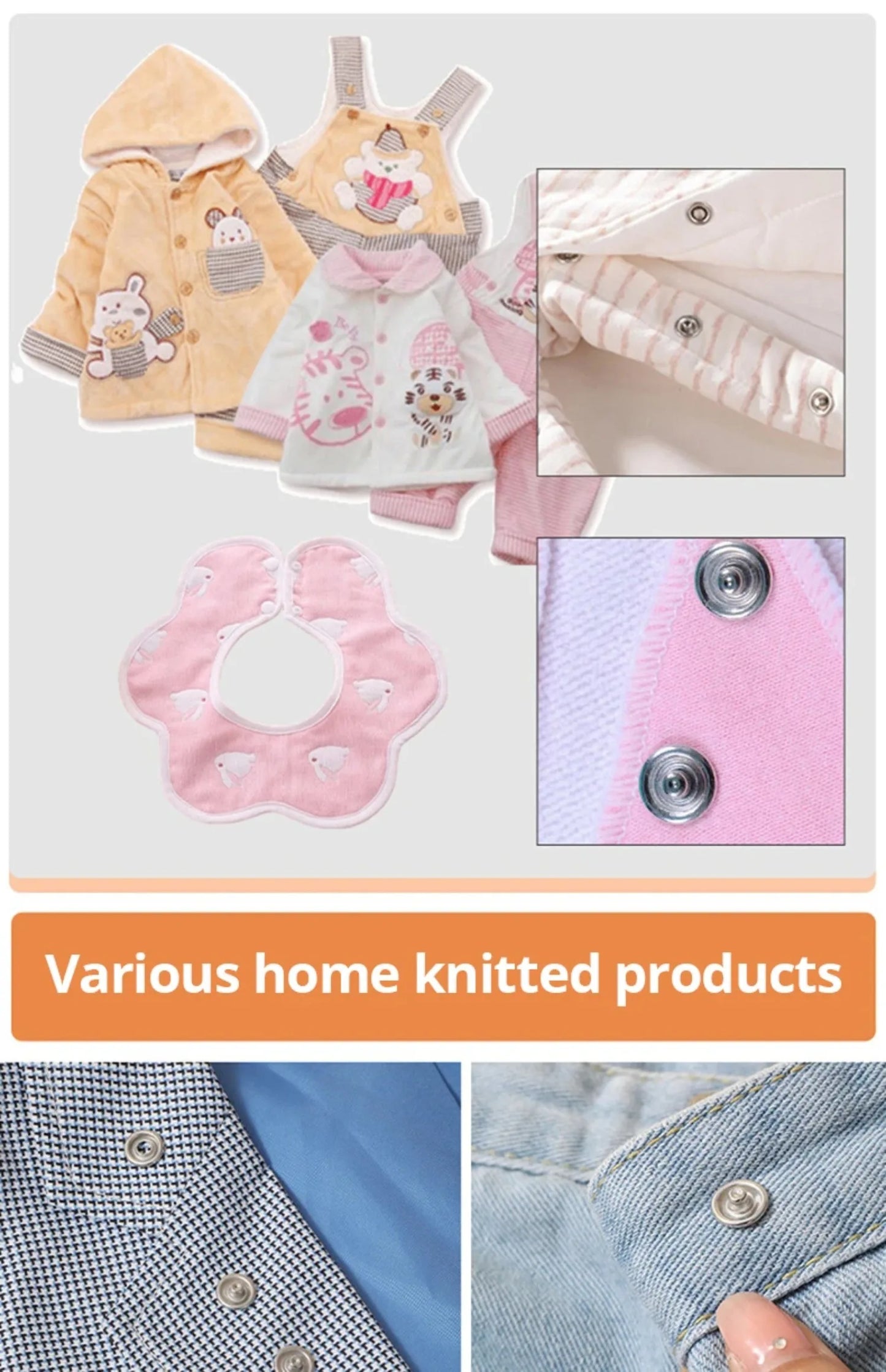 2er-Set Druckknopf-Kit mit Handdruckzange, 50 Druckknöpfe, Metalldruckknöpfe zum Nähen, Nähdruckknöpfe für DIY-Bastelarbeiten, Kleidung, Hüte