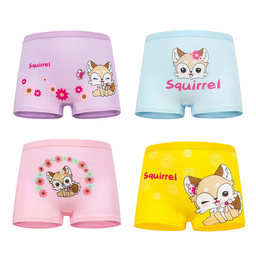 4 Stück/Los Design Kinder Mädchen Höschen Baumwolle Weich Hübsche Cartoon Einhorn Kinderunterwäsche für Mädchen Kinder Boxer Atmungsaktiv