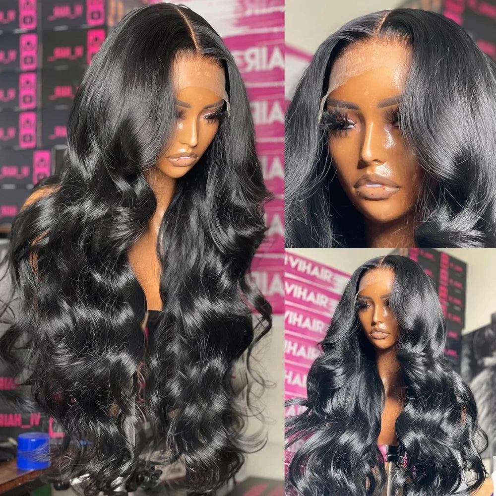 250 Density Body Wave Lace Front Wig 13x4 13x6 40 Inch 5x5 Lace Closure Wig Gluless Transparent Human Hair Lace Frontal Wig Sale