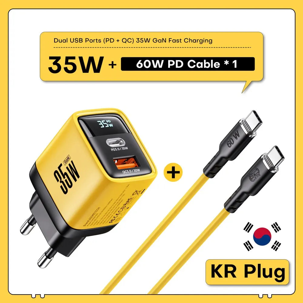 ASOMETECH 35W GaN Charger LED Display QC3.0 30W 25W PD PPS Quick Charge USB Type C Charger For iPhone 14 Pro Samsung S23 Xiaomi - Shoppiline