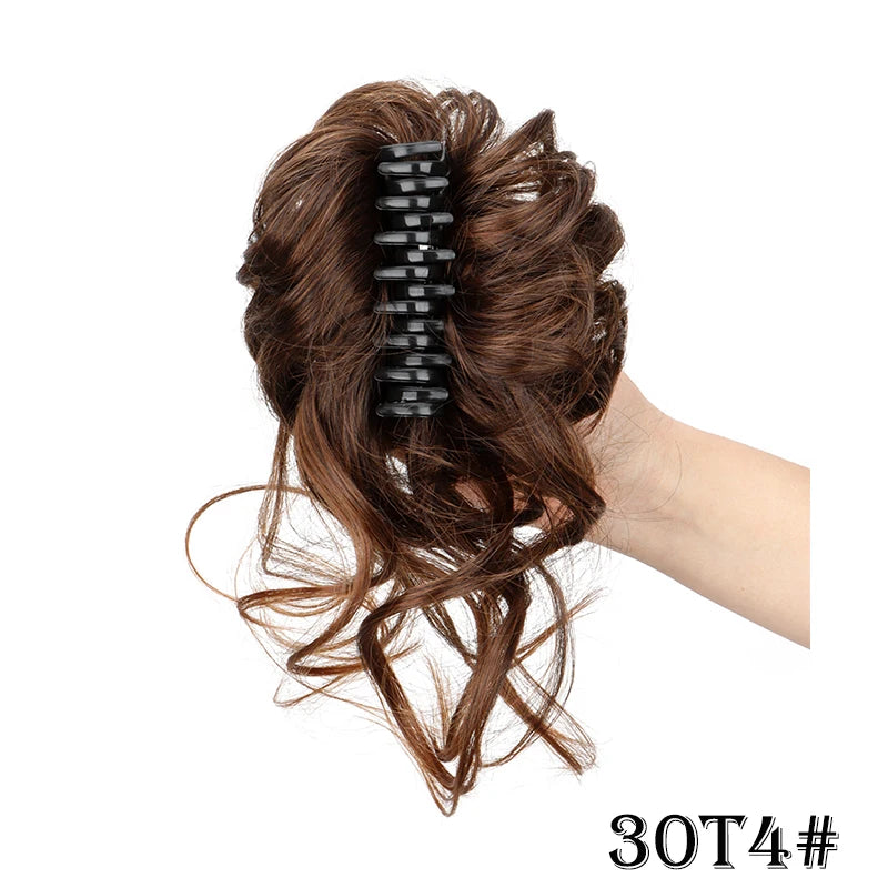 Synthetic Short Wavy Curly Messy Elegant Bun Hair Piece Claw Clip Tousled Updo Hair Buns Hairpiece Extensions for Women
