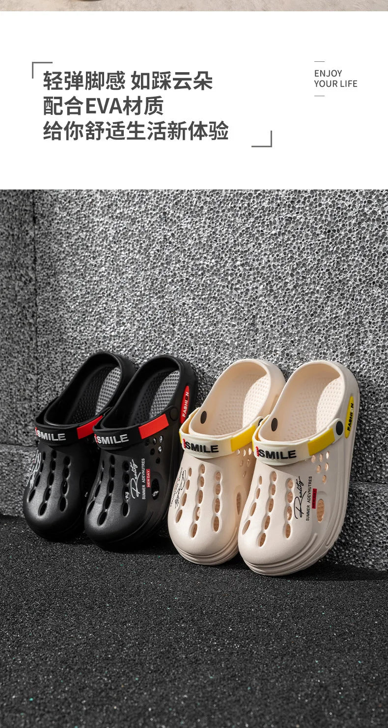 Summer Clogs Sandals Men Clogs EVA Slippers Soft Sole Breathable Beach Slippers Men Home Slippers Outdoor Antiskid Slippers