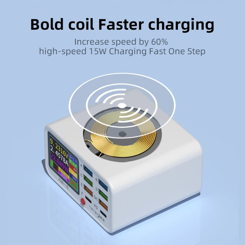Multi functional 8-port USB Wireless Fast Charging Station Visual Current Detection Charger For Mobile Phone iPad Flash Charging - Shoppiline