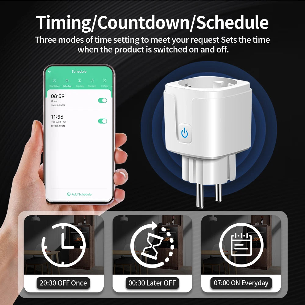 TNCE TUYA Smart Plug WiFi or Zigbee3.0 Socket EU 16A/20A Power Monitor Timing Function Voice Control Work With Alexa Google Home - Shoppiline