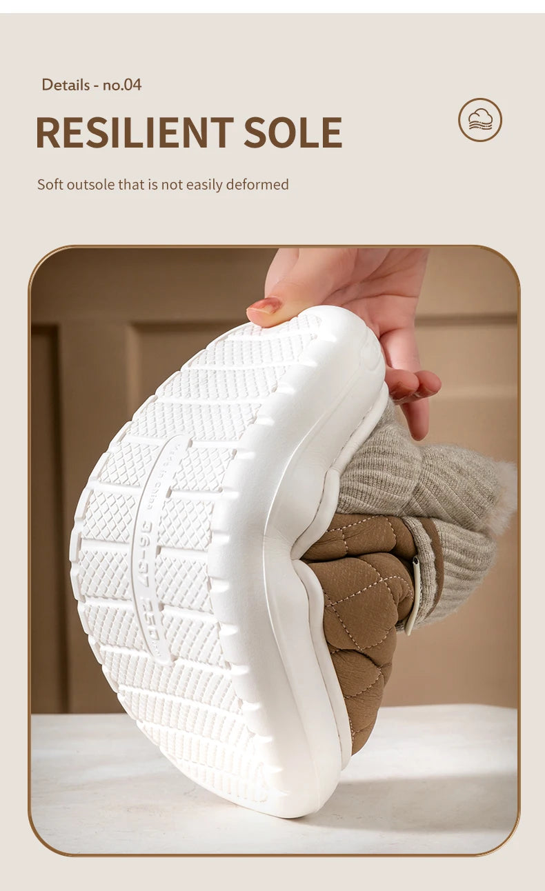 Winter thick soled anti slip warm cotton shoes with fleece bag and cotton slippers for external wear