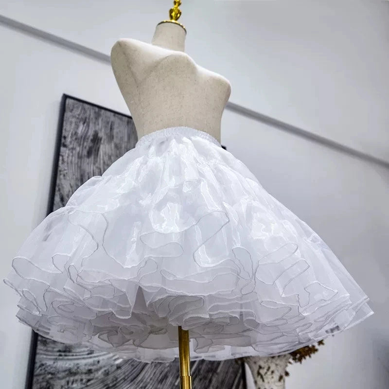 Lolita Cosplay Organza Ruffles Short Petticoat Underskirt for Girls Tutu Half Slips Bridal Accessorie