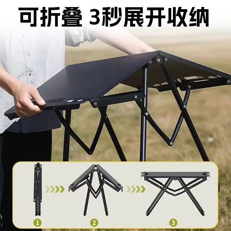 Portable Folding Camping Table,Stainless Steel Outdoor Dining Table,Compact Design for Camping,Beach, BBQ,and Hiking (Foldable)