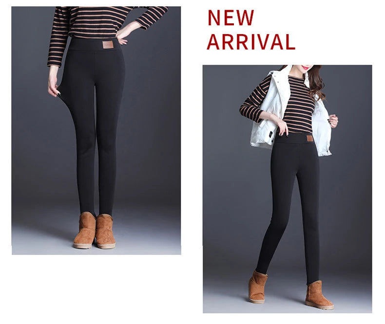 Damen-Lammfleece-Leggings, nahtlos, hohe Taille, dicke Thermoleggings, modische, warme Winter-Damenstrumpfhose, isolierte Hose