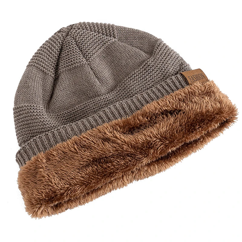 Soft Faux Fur Lined Beanie Hat Slouchy Winter Knit Cap Uses for Men Women Casual Outdoor Activities