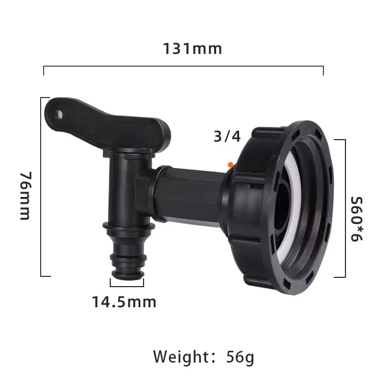 S60x6 Coarse Thread IBC Tank Tap Connecter x 1/2'' 3/4'' Water Coupling Adapter 1000L Garden Home Replacement Valve Fitting