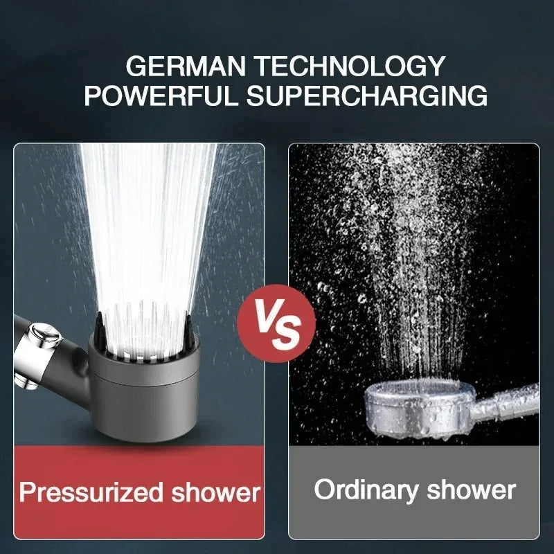 3-Mode Adjustable High Pressurized Filter Shower Head with Massage Brush Rain Faucet - Bathroom Shower Accessories