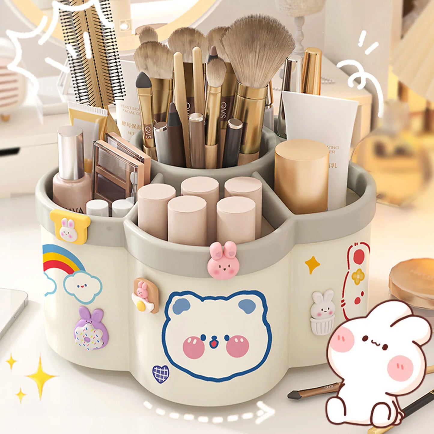 Rotating Pen Holder Desk Organizers Large Capacity Pen Storage Box Cosmetic Brush Organization Box Study Dormitory Accessories - Shoppiline