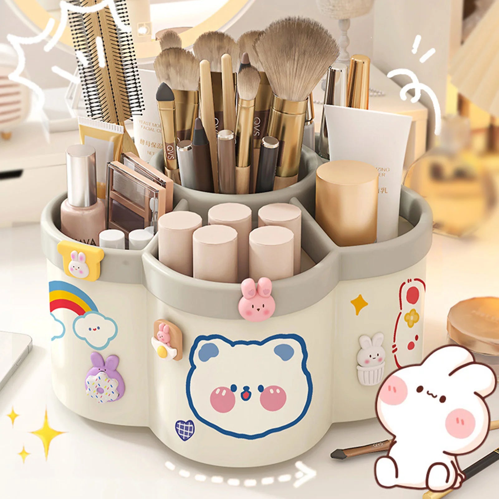 Rotating Pen Holder Desk Organizers Large Capacity Pen Storage Box Cosmetic Brush Organization Box Study Dormitory Accessories - Shoppiline
