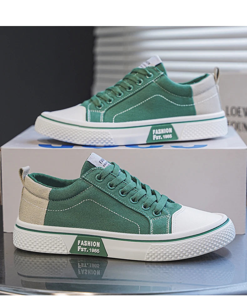 Canvas shoes four seasons men's casual shoes students flat shoes fashion soft-sole outdoor walking shoes youth Joker board shoes