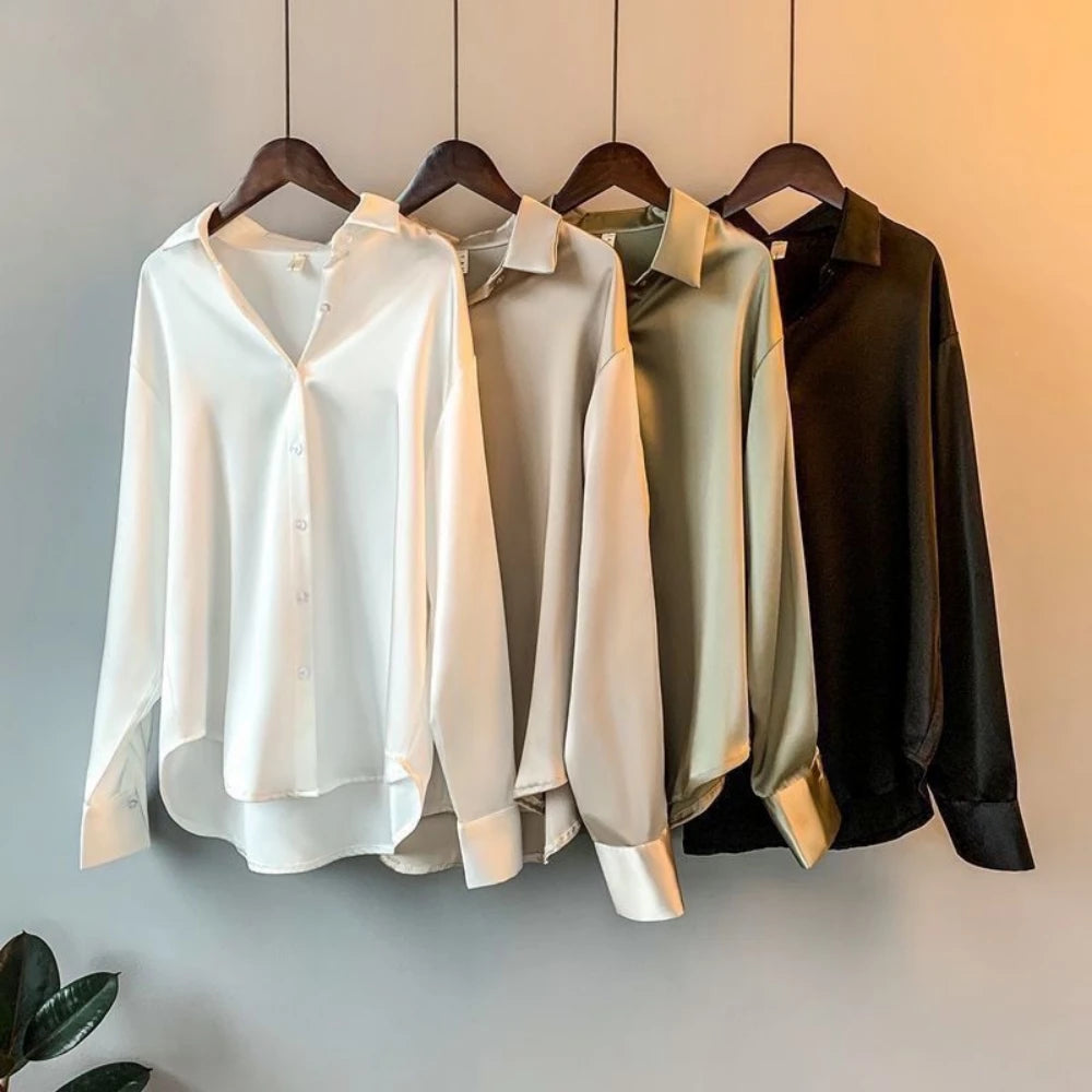 2025 Printemps Chemises et Blouses Nouveaux Cardigans Pullover Femme Haut Tricoté Coréen Manches Longues Revers Bouton Élégance Doux Manteaux Décontractés