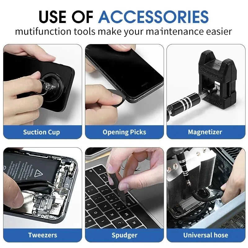 115/117 in 1 Precision Screwdriver Set Magnetic Torx Hex Screw Driver Bits Professional Repair Tool Kit for iPhone Xiaomi Mac PC - Shoppiline
