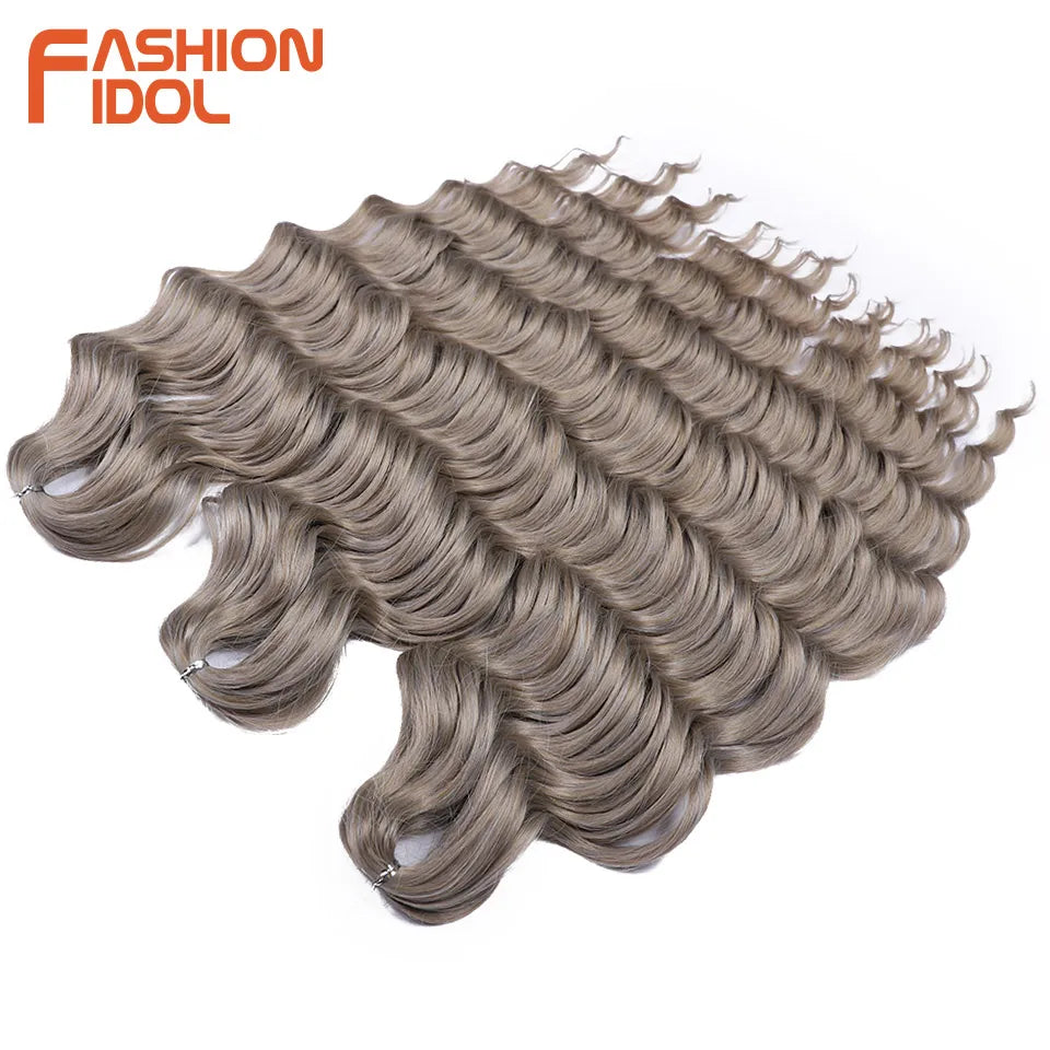 Anna Hair Extensions synthétiques de tresses Loose Deep Wave 24 pouces, cheveux tressés ondulés, cheveux bouclés torsadés au crochet Ombré Blond
