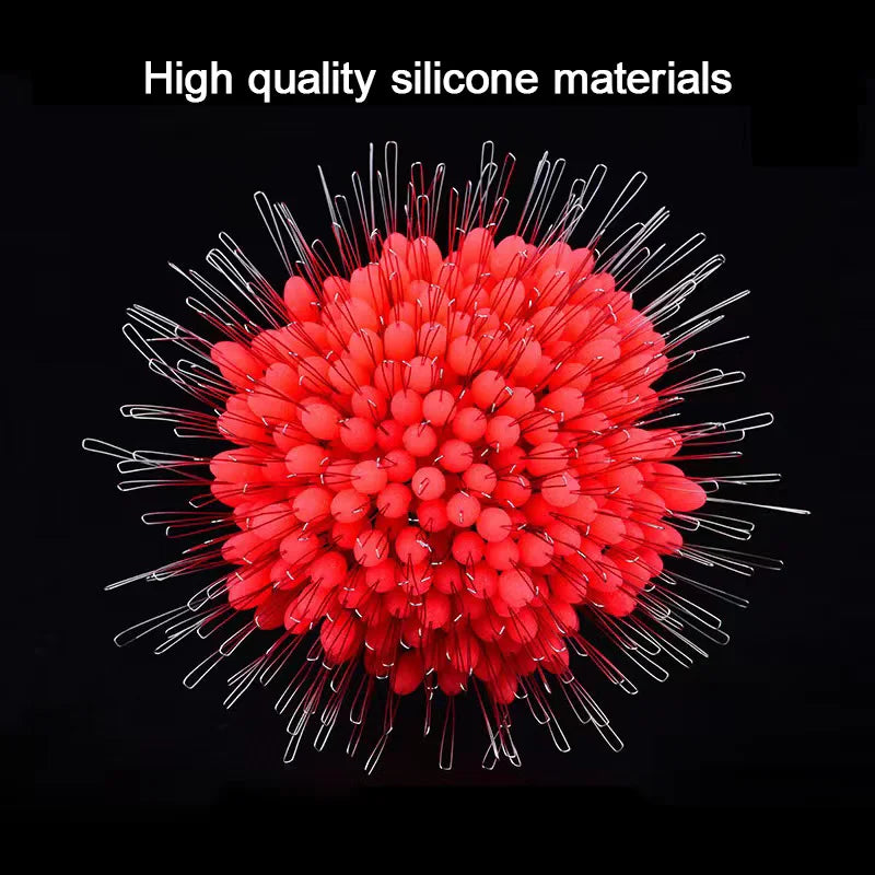300Pcs Professional Fishing Float Stopper Silicone Space Bean Oval Bobber Anti-Strand Resistance for Fish Line Gear