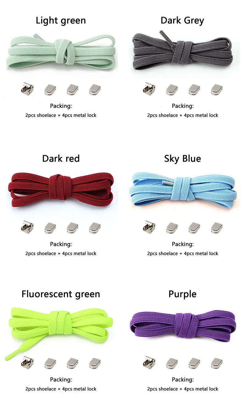 Gummiband-Schnürsenkel ohne Binden, Einheitsgröße für Erwachsene und Kinder, Sportschuh-Schnürsenkel, schnürsenkellos, flach, dehnbar
