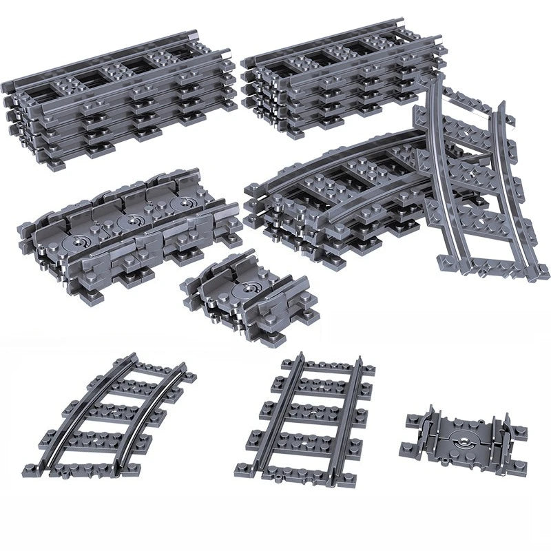 Building Block Track Elevated Bridge Double-layer Crossed Straight Rail Curved Rail Soft Rail Support Accessories Assembly Toy