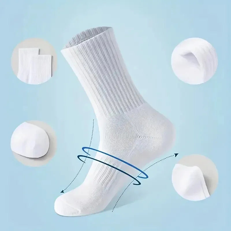 5/10/20 Pairs Neutral Solid Color Round Neck Socks Spring Summer Sweat Absorbing Breathable Comfortable All-season Sports Socks