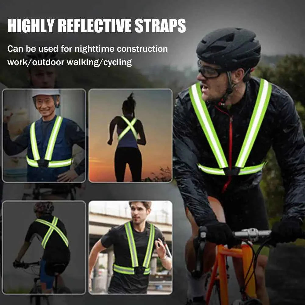 New Highlight Reflective Straps Night Running Riding Clothing Vest Adjustable Safety Vest Elastic Band For Adults and Children