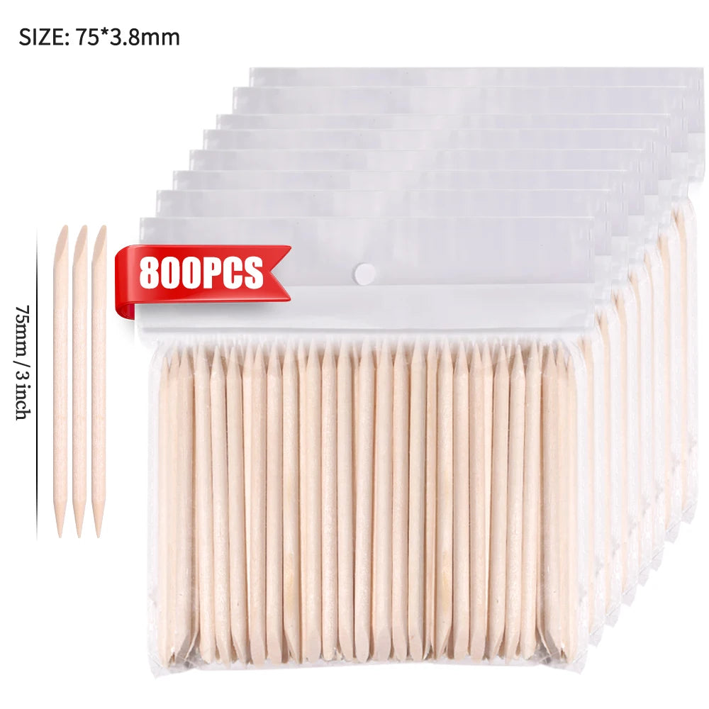 50/1000Pcs Double Ended Wooden Cuticle Pusher Multi  Nail Art Tools Beechwood Stick Manicure Pedicure Tool Suitable for Home Use