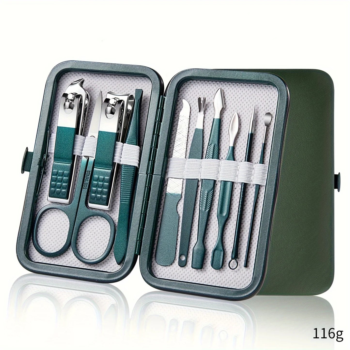 Trousse de manucure et pédicure professionnelle 7/10/12/18 pièces en acier inoxydable, ensemble de coupe-ongles avec étui de voyage