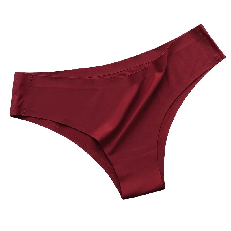 4PCS/Set Seamless Brazilian Panties Women's Sexy Lingerie Cool Ice Silk Low Waist Briefs Soft Solid Ultra-thin Bikini Underwear