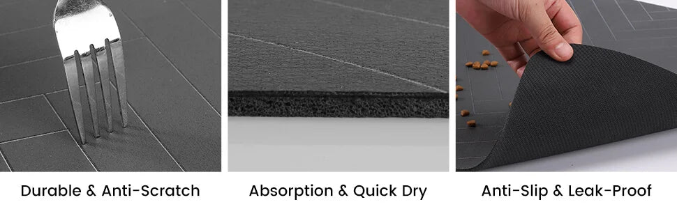 Pet Feeding Mat-Absorbent Pet Placemat Rubber Backing Quick Dry Water Mat for Dog Cat for Food and Water Bowl with Waterproof