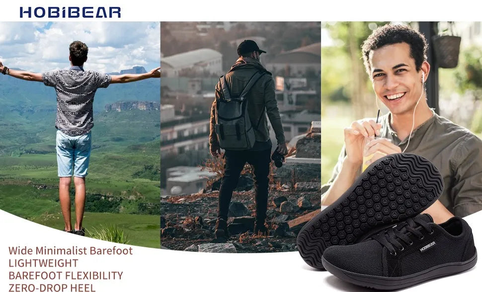 HOBIBEAR Unisex Wide Toe Barefoot Shoes for Men Women Outdoor Trail Running Minimalist Walking Shoes Lightweight and Breathable