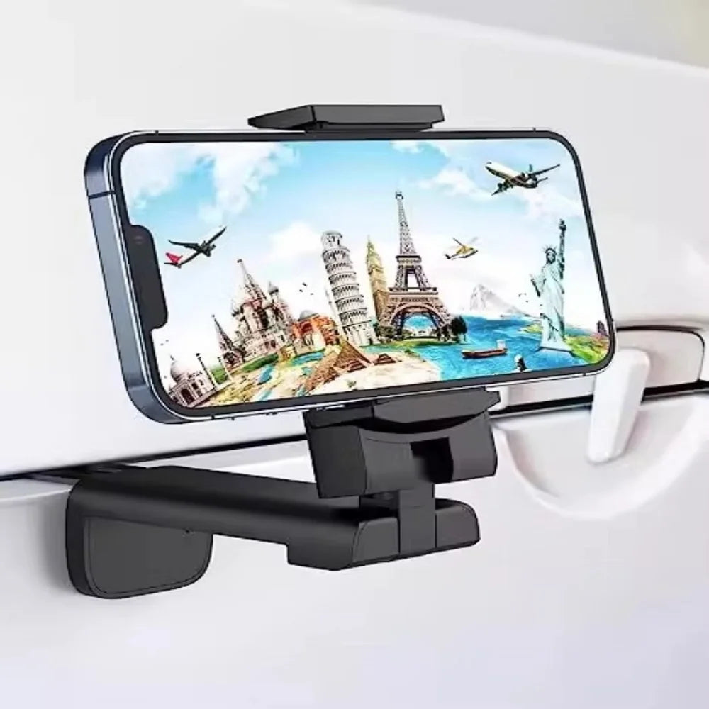 Portable Foldable Airplane Phone Stand Adjustable Rotatable Travel Holder, Multifunctional Flight Train Desk Seat Selfie Support