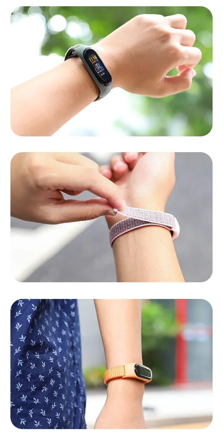 Nylon loop Mi band 4 5 6 Strap Replacement Soft Adjustable Wrist Watchband Pulsera correa For Xiaomi Mi band 3 4 5 6 7 Bracelet