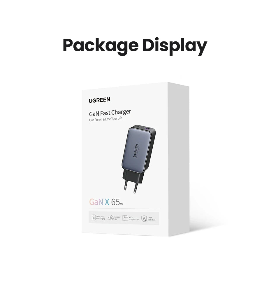 UGREEN 65W GaN Charger Quick Charge 4.0 3.0 USB C Charger for iPhone 17 16 15 Pro Max Laptop Macbook Air Tablet PD Fast Charger - Shoppiline